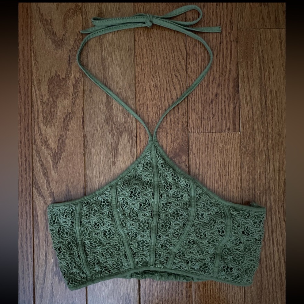Urban Outfitters Green Lace Halter Top